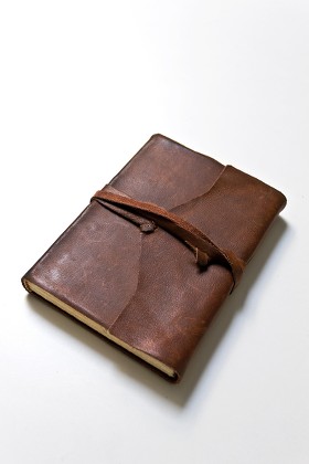 Old Vintage Leather Sketch Book Personal Editorial Stock Photo